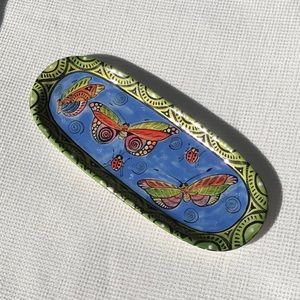 Butterfly hand painted trinket or eyeglass dish. Brand new with tags.